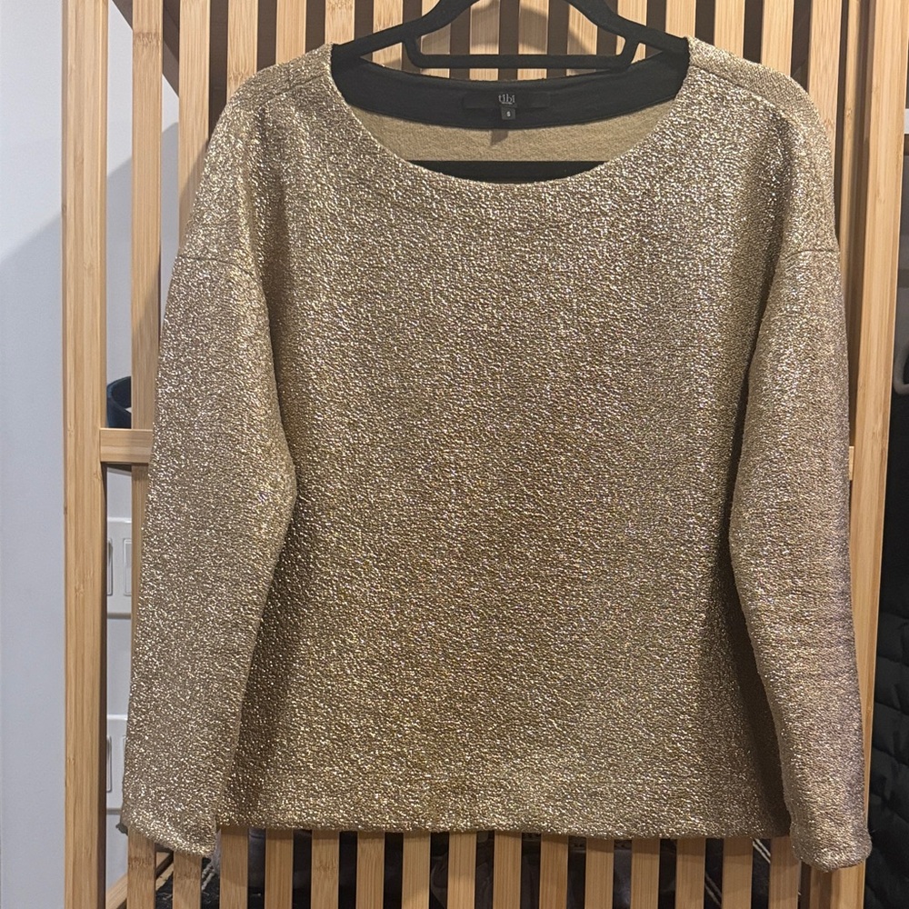 Tibi Metallic Gold Women's Sweatshirt